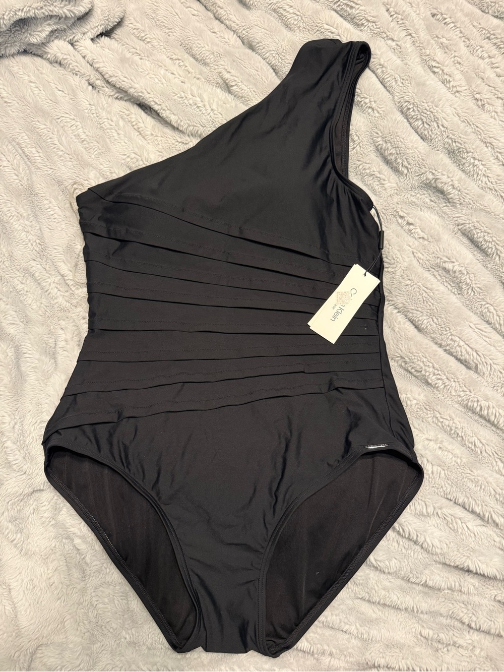 Calvin Klein Black One-Shoulder One-Piece Swimsuit
